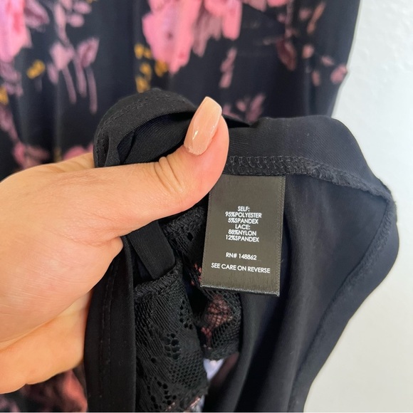 Torrid- Midi Floral Studio Knit Dress w/ Lace Trim- 2 - Picture 2 of 9